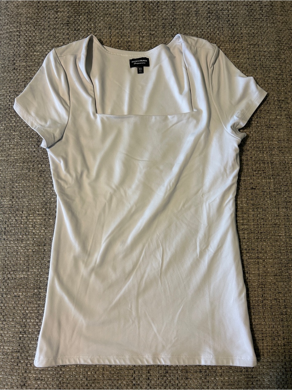 White Square Neck Short Sleeve Top by Buckle